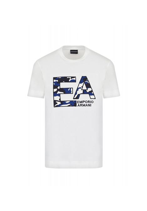 EMPORIO ARMANI T-Shirt Con Logo Ricamato Camouflage Bianco EMPORIO ARMANI | T-shirt | 3K1TM5 1JDXZ0101